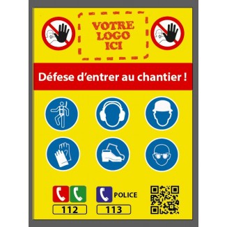 Panneau Chantier 42x32 cm sécurité personnalisé